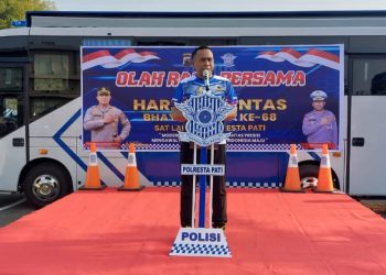 Meriah HUT Lalu Lintas, Santlantas Polresta Pati Gelar Olah Raga