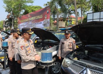 Menjelang Pengamanan Pemilu 2024, Wakapolresta Pati Cek Ratusan Kendaraan Operasional