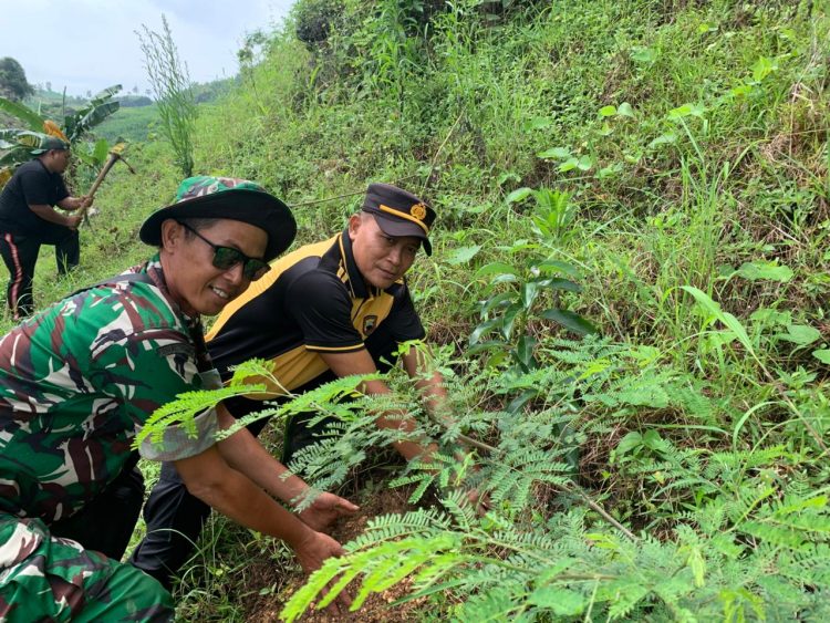 Cegah Bencana Alam, Kapolsek Kayen Gandeng TNI Hijaukan Alas Jurang Nganten