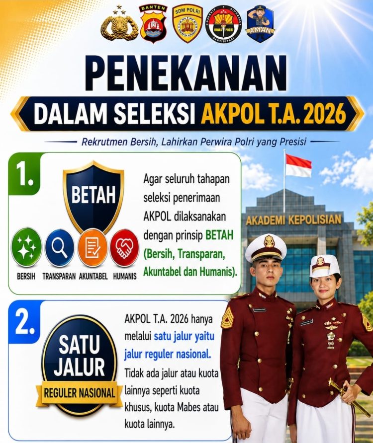Rekrutmen Polri 2026 Humanis dan Akuntabel, Polda Banten Ajak Peserta Percaya Diri