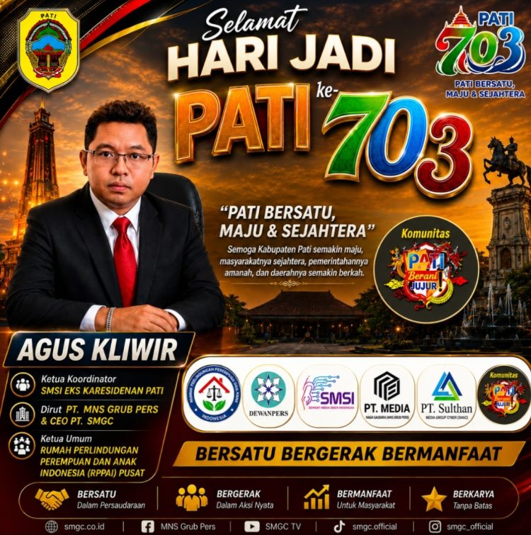 Agus Kliwir Ucapkan Selamat Hari Jadi Pati ke-703, Dorong Pati Makin Maju