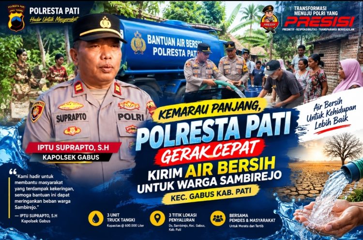 Warga Hadapi Kekeringan, Kapolsek Gabus Kirim Bantuan Air Bersih